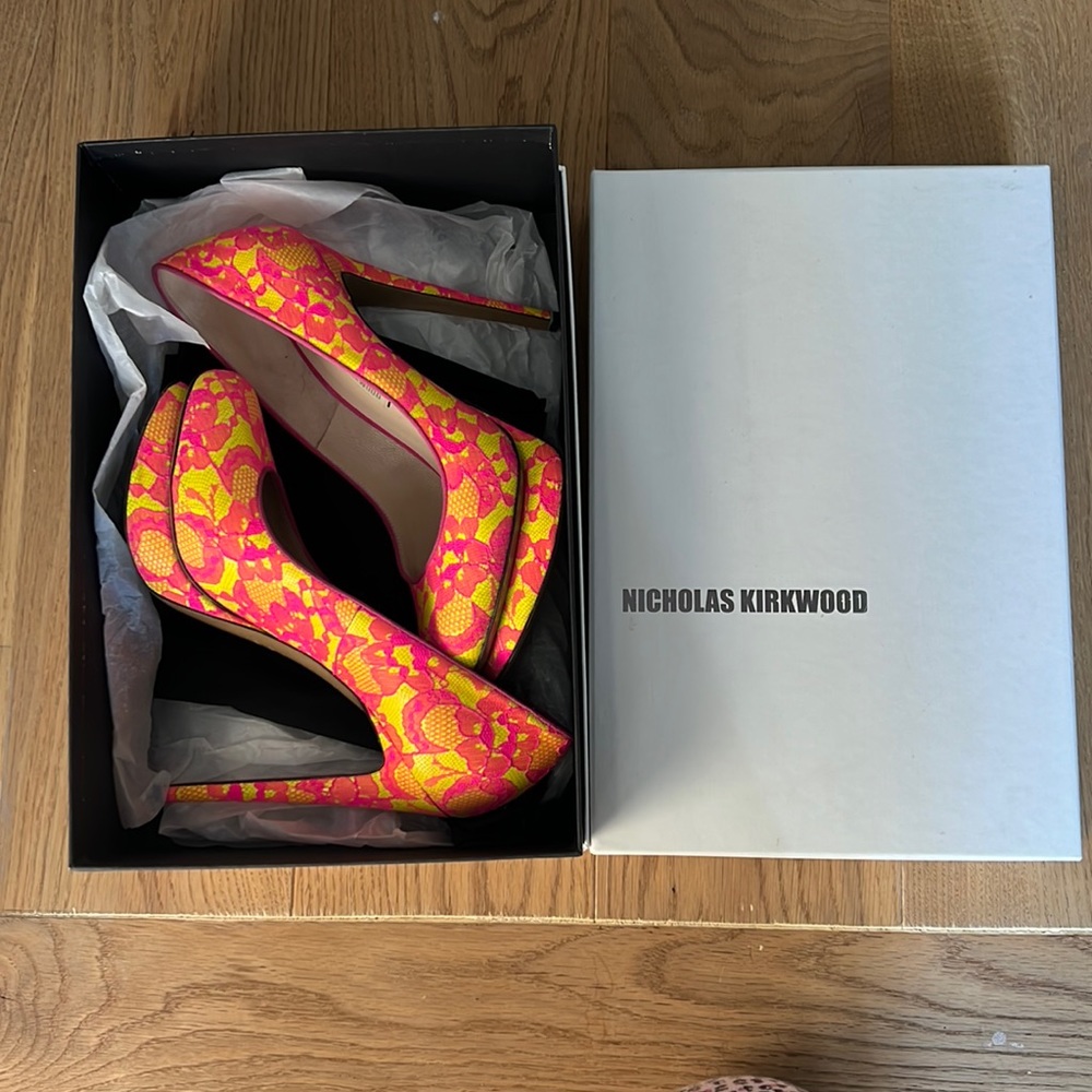 Nicholas Kirkwood Neon Pink/Yellow Heels, worn once, perfect condition
